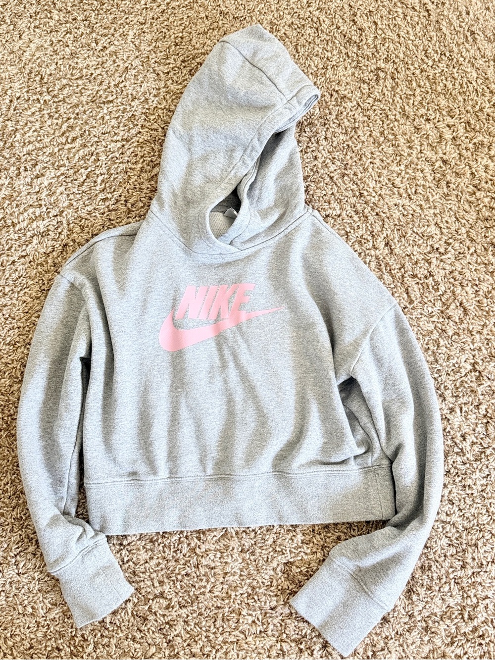Nike Gray Hoodie with Pink Swoosh